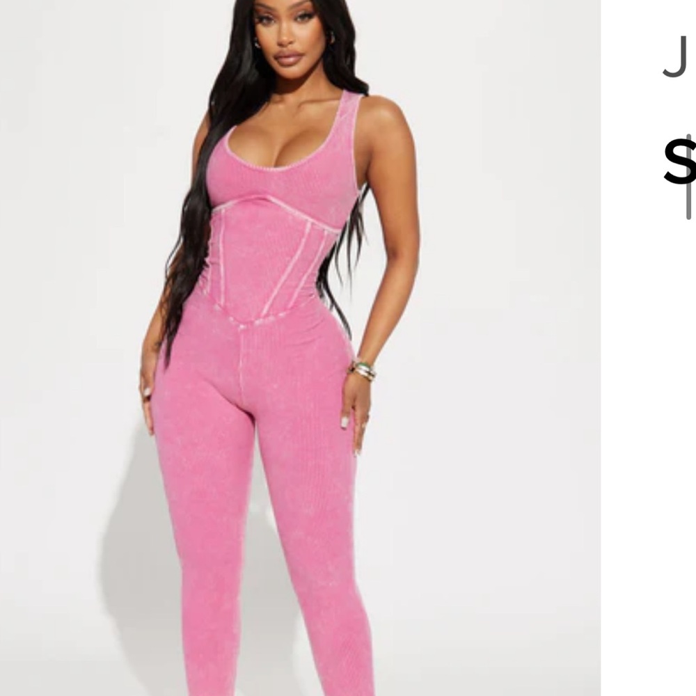 Pink distressed Women's ribbed snatched bodycon leggings Jumpsuit